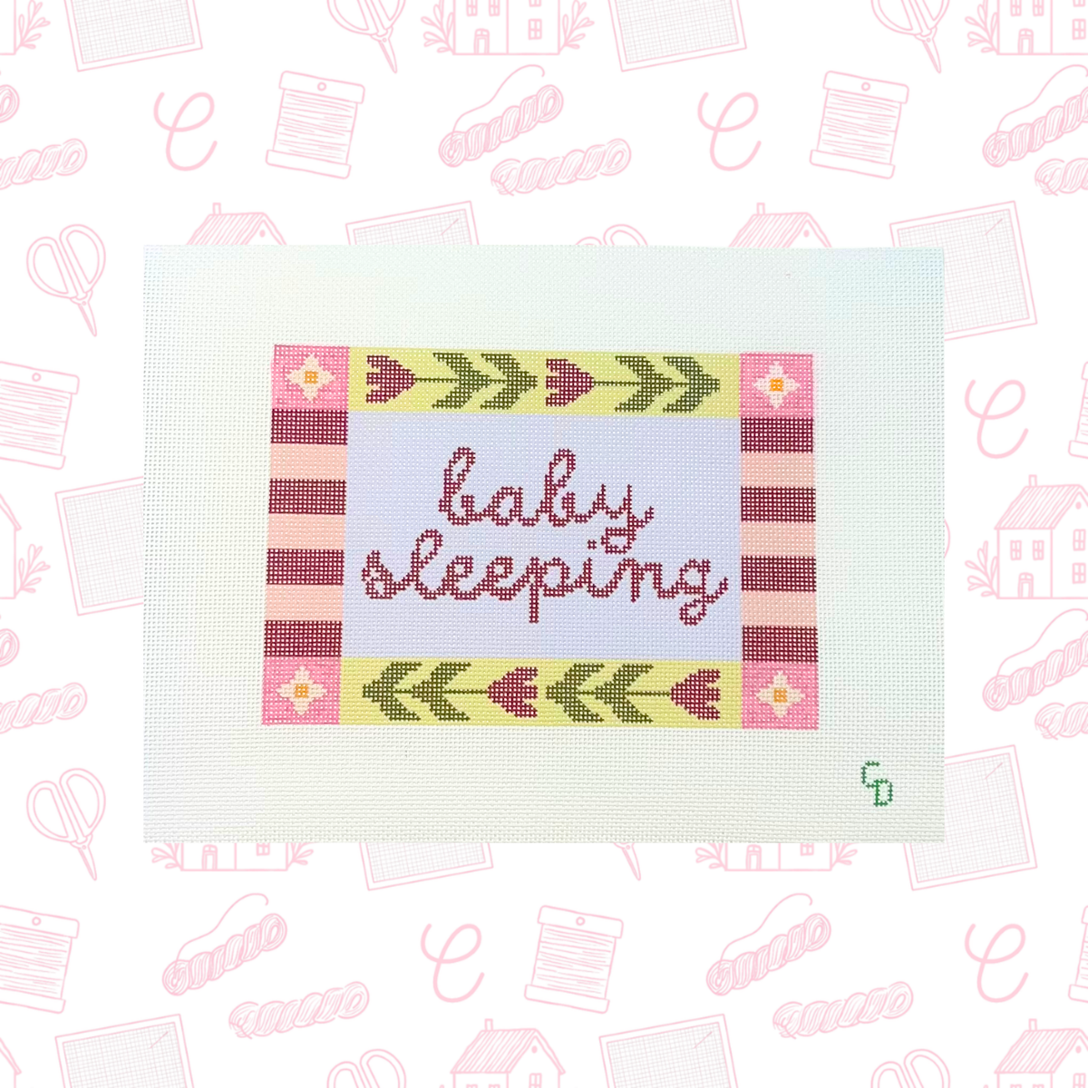 Baby Sleeping Sign Needlepoint Canvas, 18 Mesh, 7"x5" Design Size