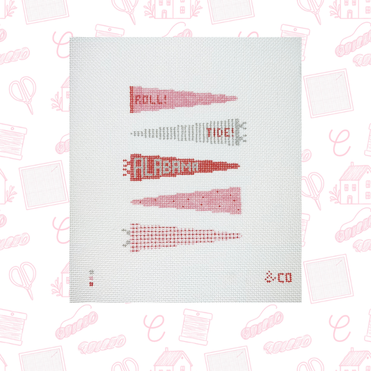 Alabama Pennant Plan Needlepoint Canvas, 18 Mesh, 3.5"x5" Design Size