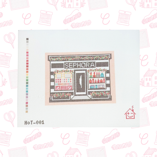Sephora Holiday Storefront Needlepoint Canvas, 18 Mesh,