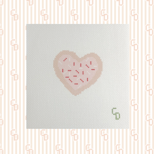 Heart Cookie Needlepoint Canvas, 18 Mesh, 3.5"x3" Design Size