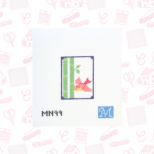 Bird Bam Mahjong Tile Needlepoint Canvas, 13 Mesh, 2.3x3.1” Design Size