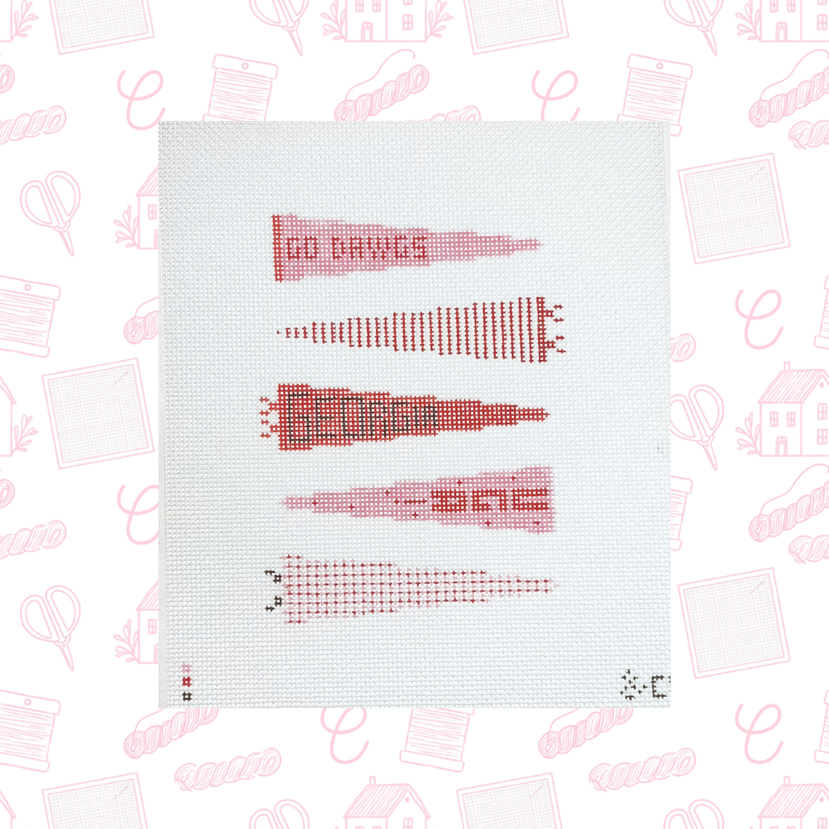 Georgia Flag Pennant Needlepoint Canvas, 18 Mesh, 4"x5.5" Design Size