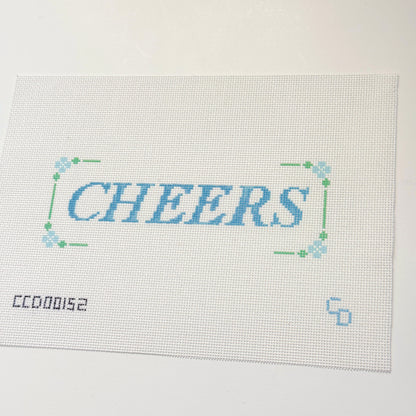 Cheers Sign Hand Painted Needlepoint Canvas 18 Mesh, 6x3 Design