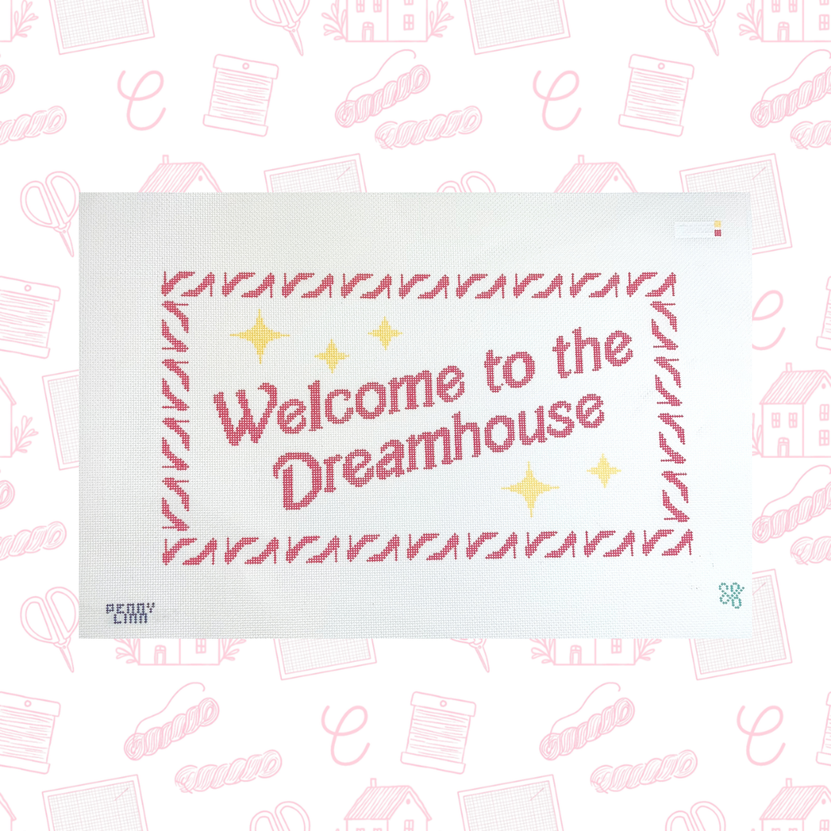 Welcome To The Dreamhouse Needlepoint Canvas, 18 Mesh, 6.8" x 12.9" Design Size