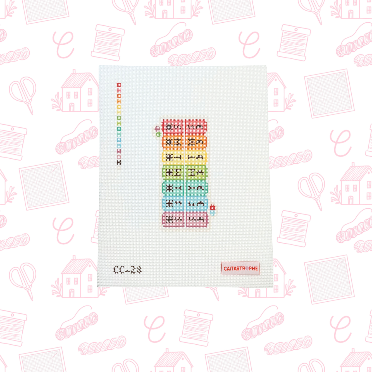 Colorful Pill Organizer Needlepoint Canvas, 18 Mesh, 2.56 x 4.56 Design Size