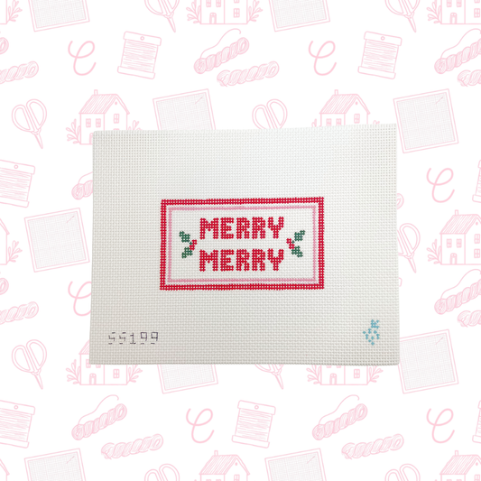 Merry Merry Needlepoint Canvas, 13 Mesh, 5" x 2.5"  Design Size