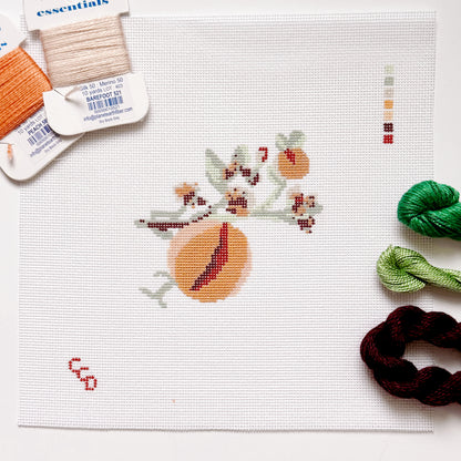 Wholesale Exclusive Peach Branch 18 Mesh Hand Painted Needlepoint Canvas 4x4"