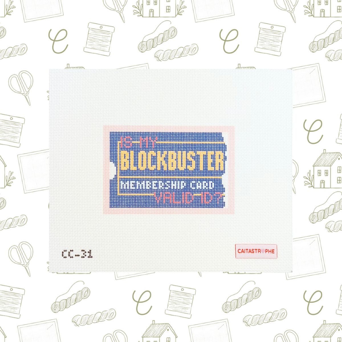 Blockbuster Membership Card Needlepoint Canvas, 18 Mesh,  4.6" x 3.1" Design Size