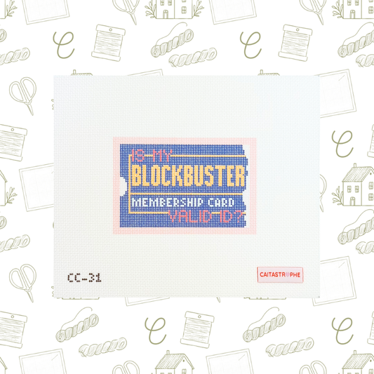 Blockbuster Membership Card Needlepoint Canvas, 18 Mesh,  4.6" x 3.1" Design Size