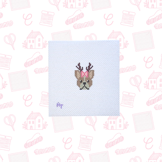 Mini French Reindeer Needlepoint Canvas, 18 Mesh, 1.5"x1.5" Design Size