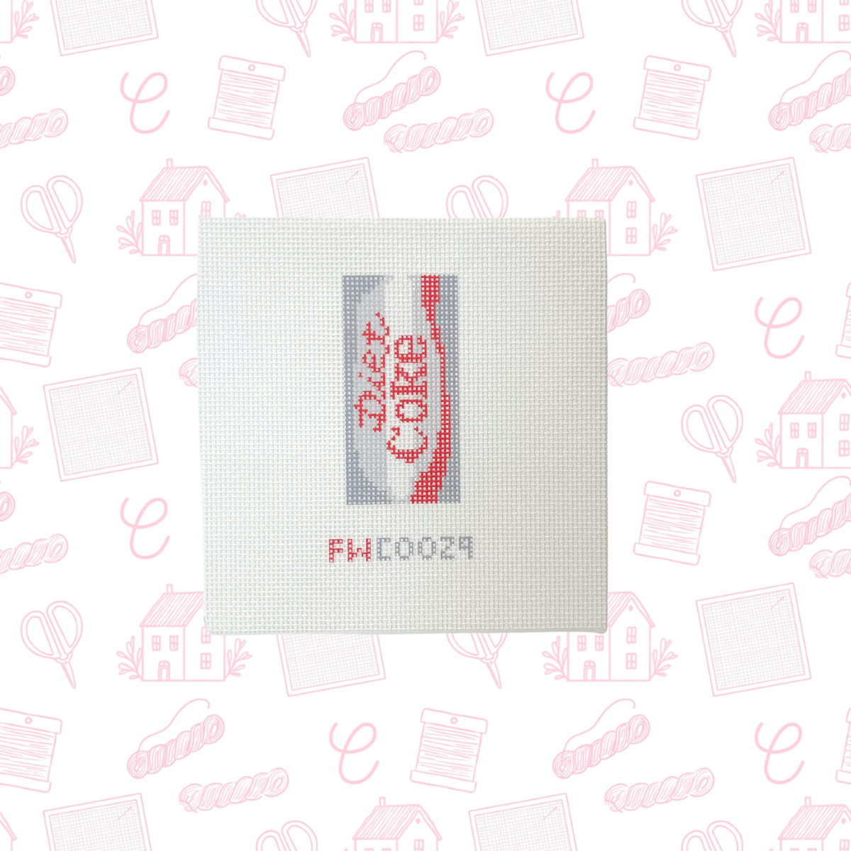 Mini Diet Coke Bag Charm Needlepoint Canvas, 18 Mesh, 1.25"x2.5" Design Size