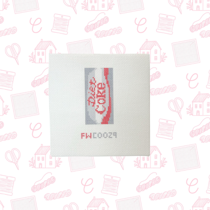 Mini Diet Coke Bag Charm Needlepoint Canvas, 18 Mesh, 1.25"x2.5" Design Size