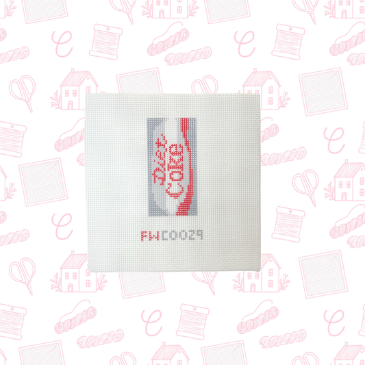 Mini Diet Coke Bag Charm Needlepoint Canvas, 18 Mesh, 1.25"x2.5" Design Size