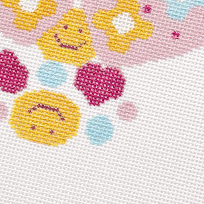 Happy Pills Aesthetic Needlepoint Canvas | Hand-Painted 5” Design on 8"x8" 18 Mesh