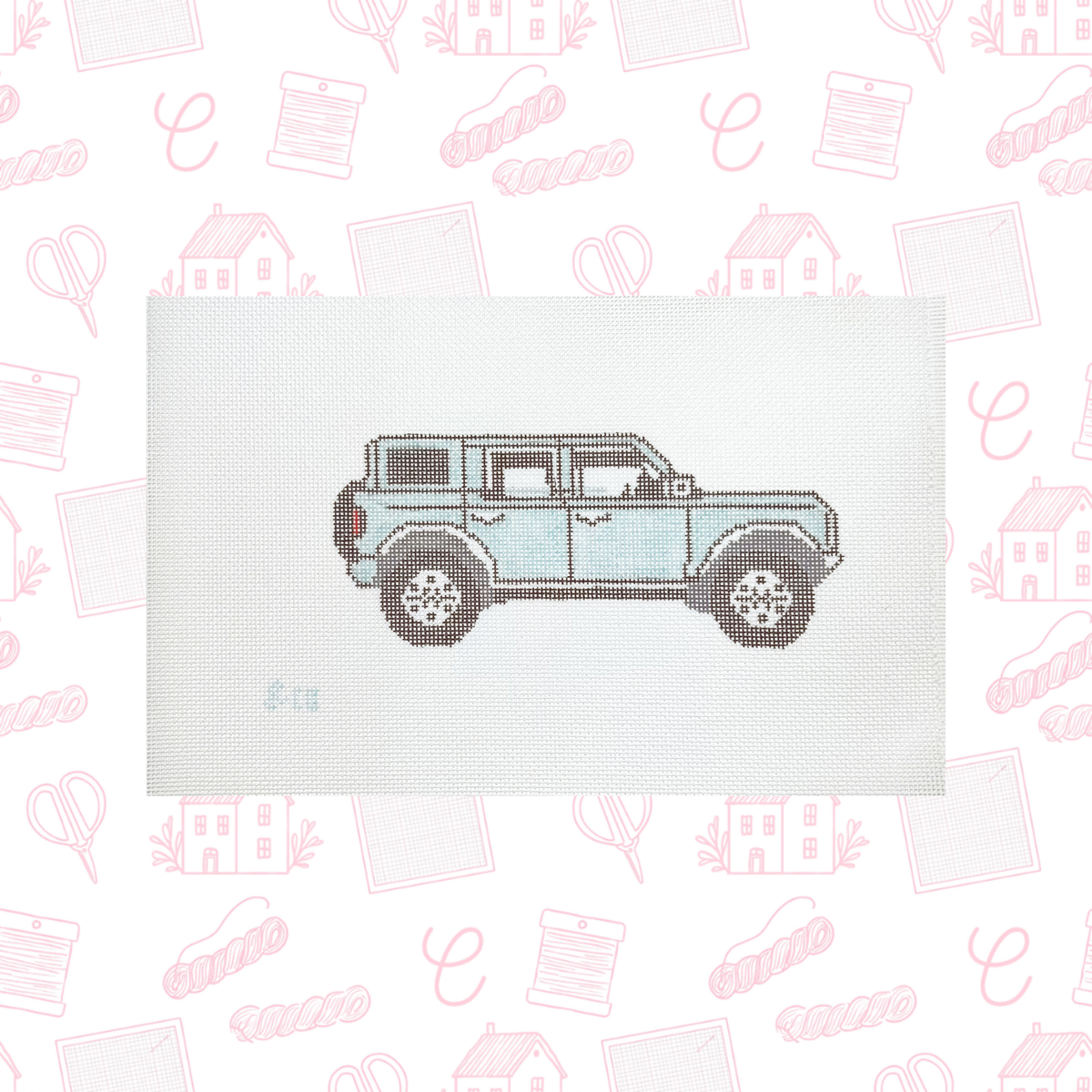 Blue Bronco Needlepoint Canvas, 18 Mesh, 7"x3" Design Size