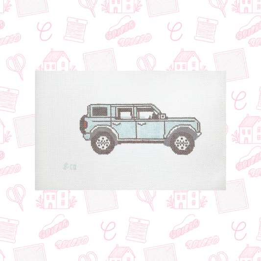 Blue Bronco Needlepoint Canvas, 18 Mesh, 7"x3" Design Size