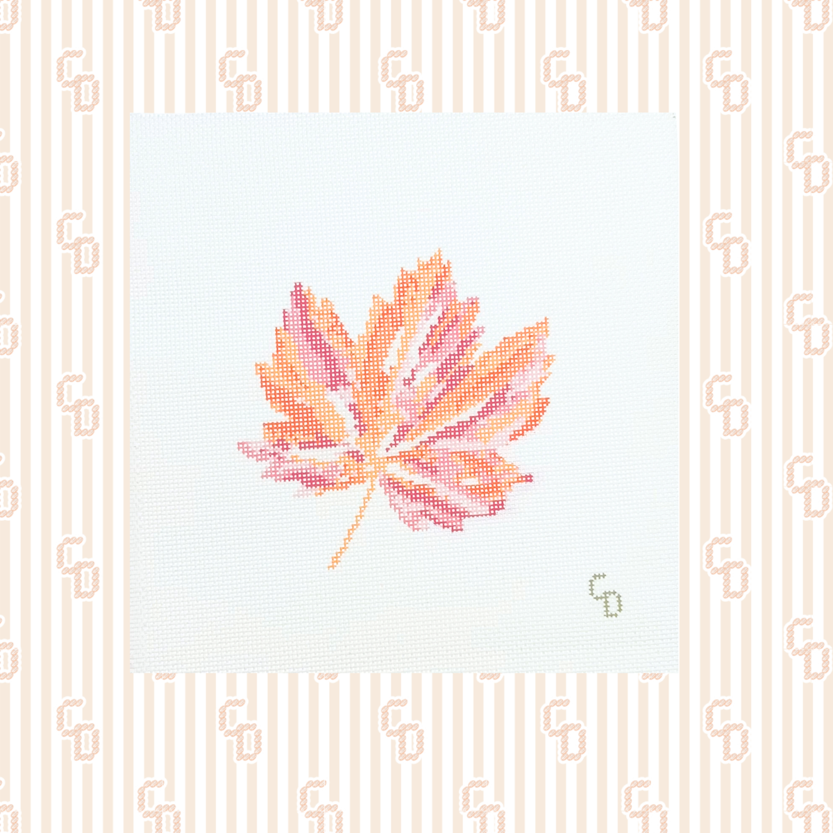 Fall Color Leaf Needlepoint Canvas, 18 Mesh