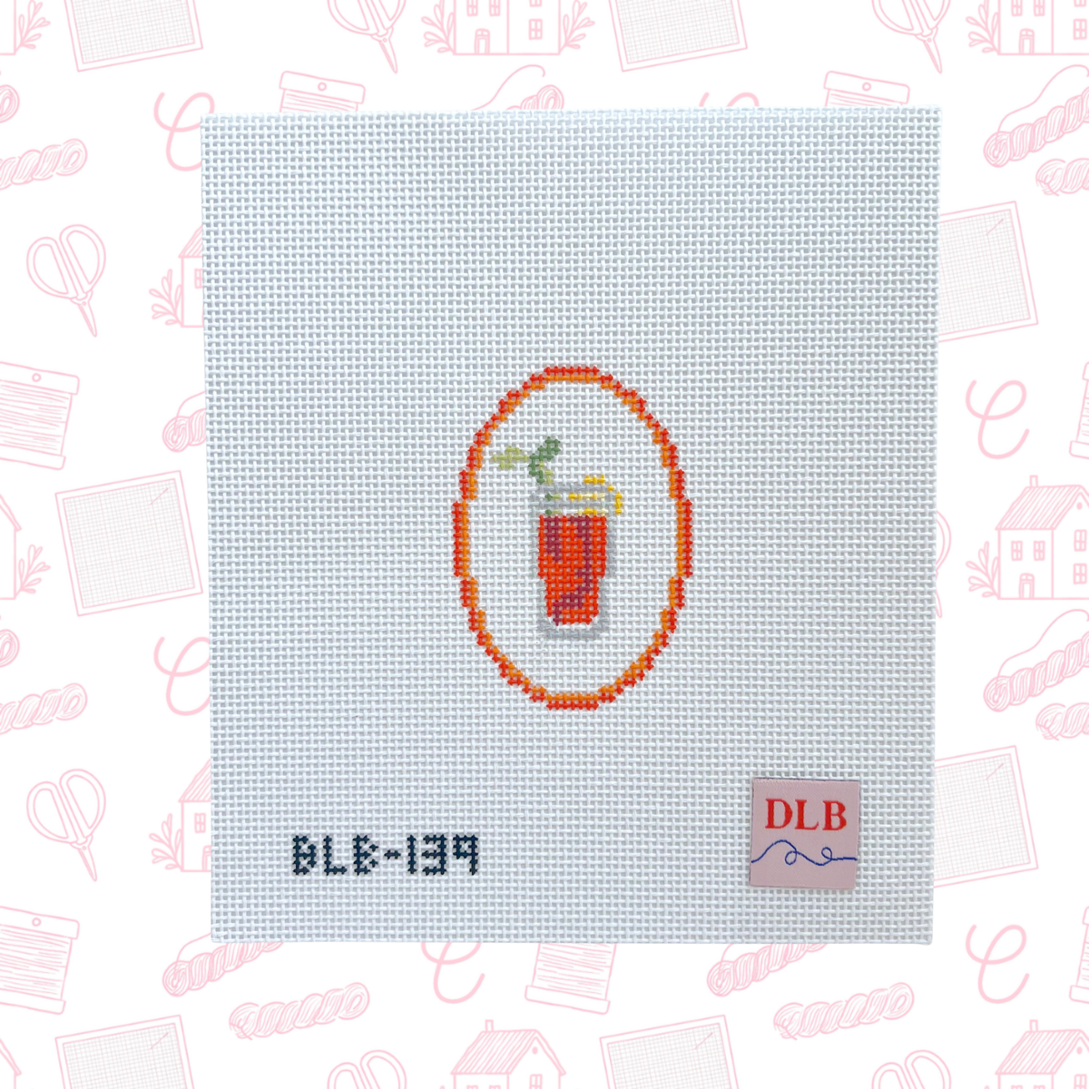 Mini Bloody Mary Needlepoint Canvas, 14 Mesh, 2.25"  x 3.25" Design Size
