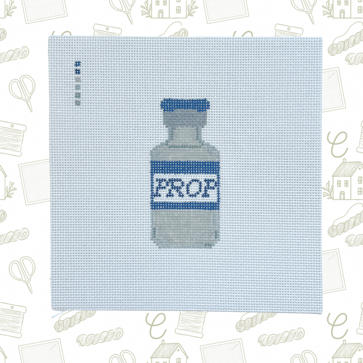 PROP Medicine Vial Needlepoint Canvas, 18 Mesh, 1.5"x3.5" Design Size