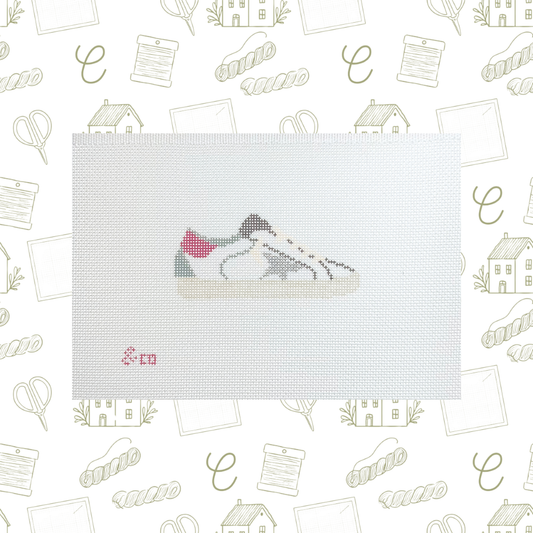Golden Sneaker Needlepoint Canvas, 18 Mesh, 4"x2" Design Size