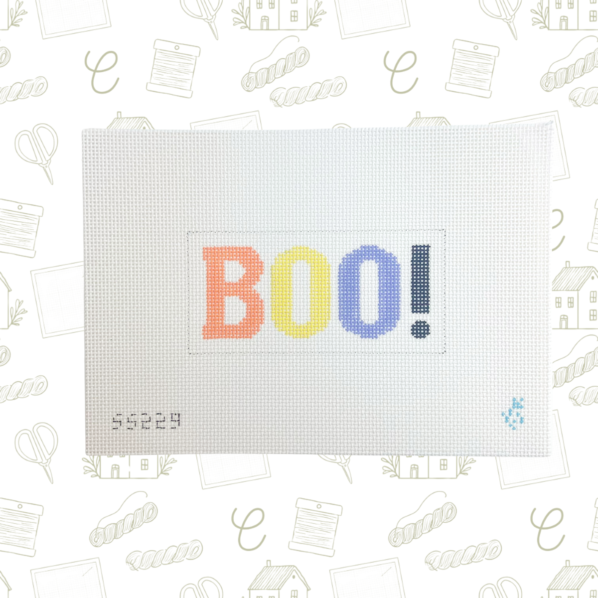 Boo Needlepoint Canvas, 5.25" x 2.5" Design Size on 13 Mesh