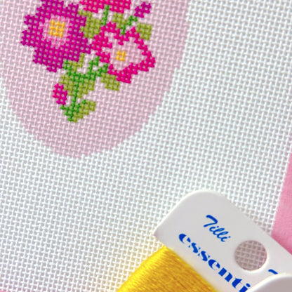 Mini Floral Ornament Needlepoint Canvas, Spring Needlepoint Canvas, Flower Needlepoint Canvas, 18 Mesh, 2x3 Design