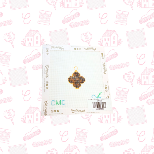 Tortoiseshell Clover Charm Needlepoint Canvas, 18 Mesh