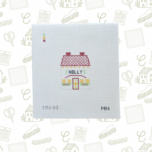 Holly Village House Needlepoint Canvas, 18 Mesh, 2.8"x2.3" Design Size