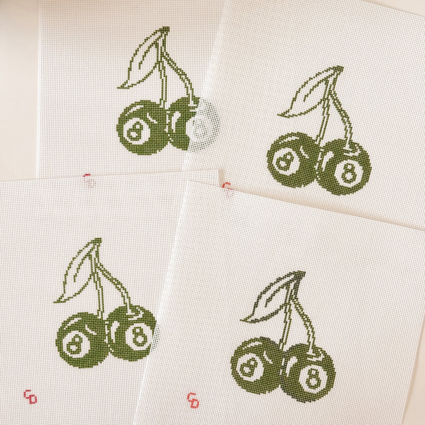 Cherry Eight Balls Green St. Patrick’s Day Needlepoint Canvas 18 Mesh 3”x4” design