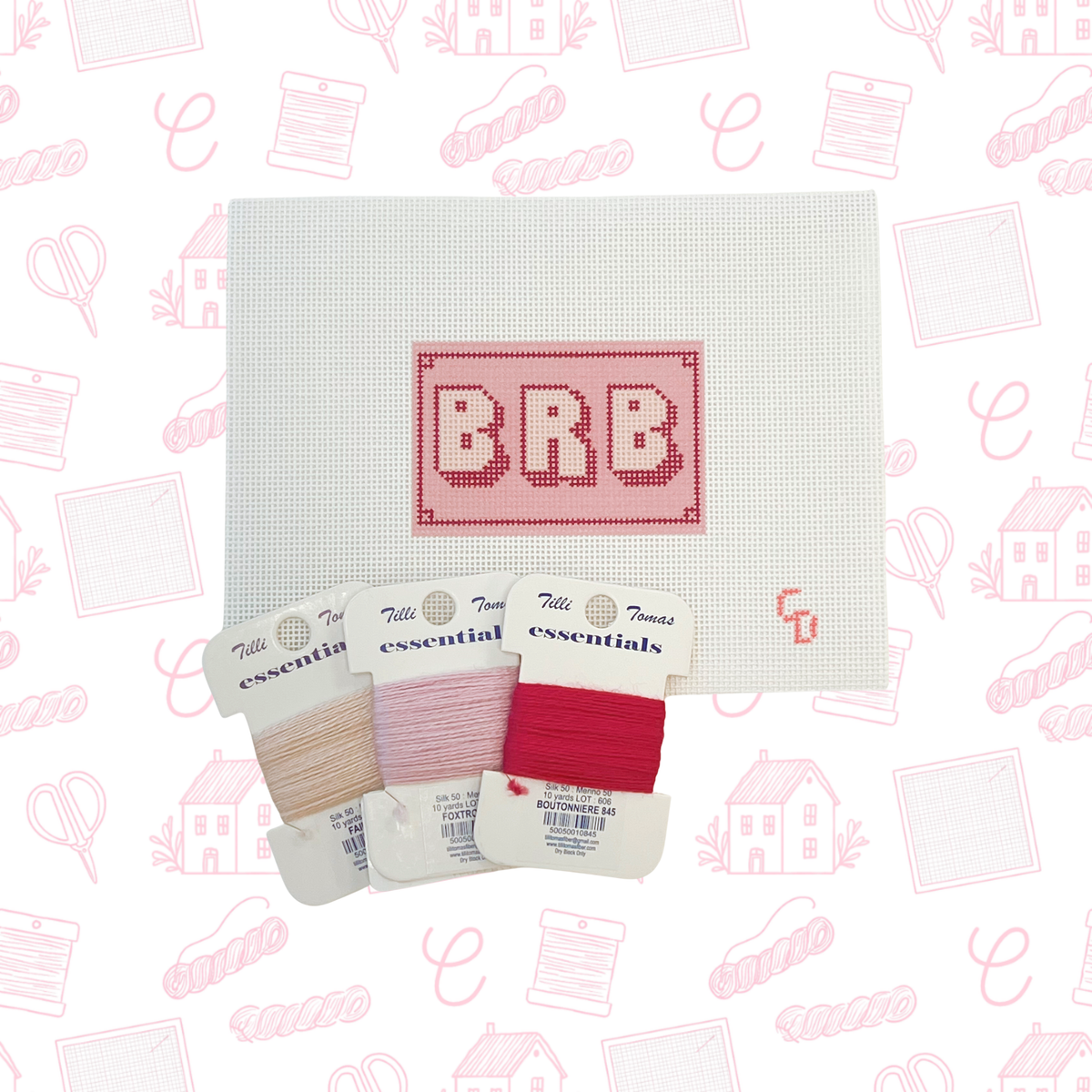 BRB Luggage Tag Needlepoint Canvas, 18 Mesh, 3"X2" Design Size