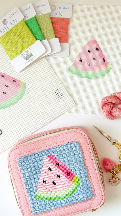 Watermelon Slice 13 Mesh Needlepoint Canvas, 3”x3” Design, Summer Needlepoint Canvas, Beginner Needlepoint