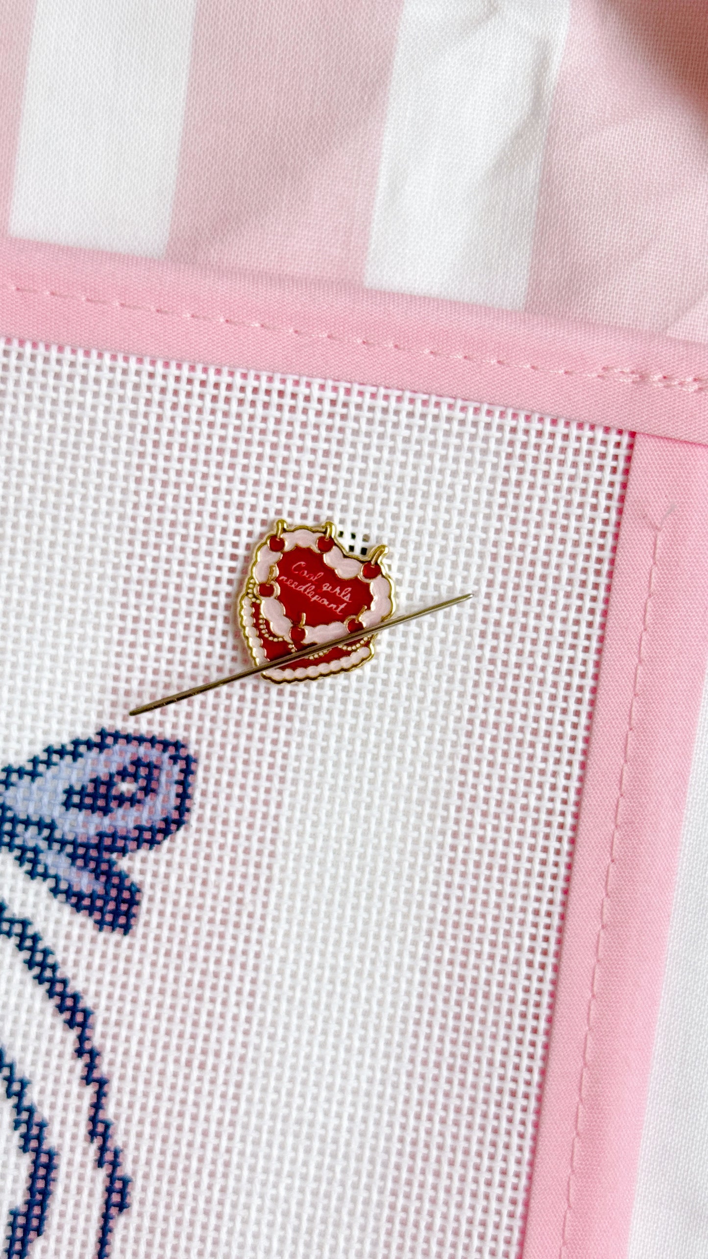 Cool Girls Needlepoint Needle minder, Aesthetic Cake Needle minder, Whimsical Needle minder