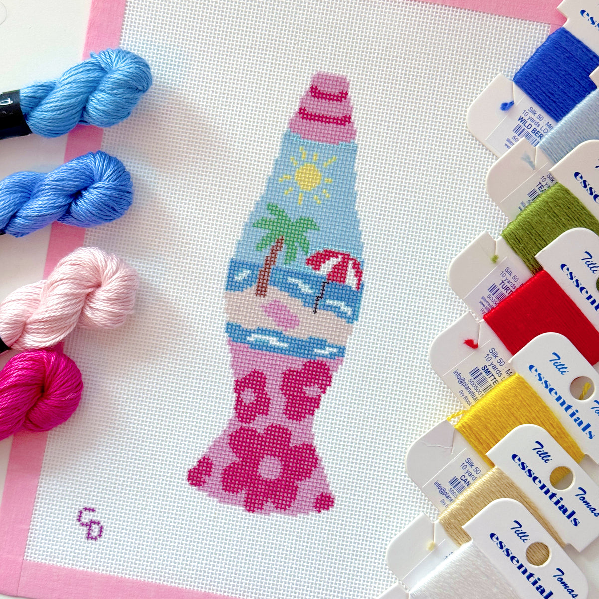 Summer Lava Lamp Needlepoint Canvas, Retro Needlepoint, Summer Needlepoint Canvas, 2x7 Design, 18 Mesh