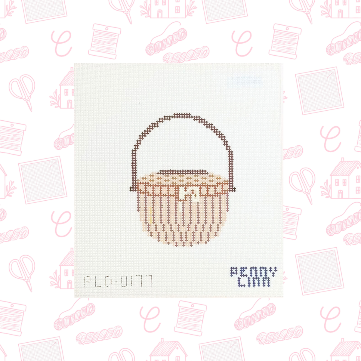 Nantucket Basket Needlepoint Canvas, 13 mesh, 4" x 3" Design Size