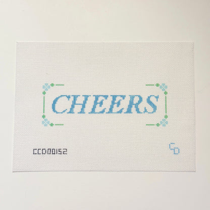 Cheers Sign Hand Painted Needlepoint Canvas 18 Mesh, 6x3 Design