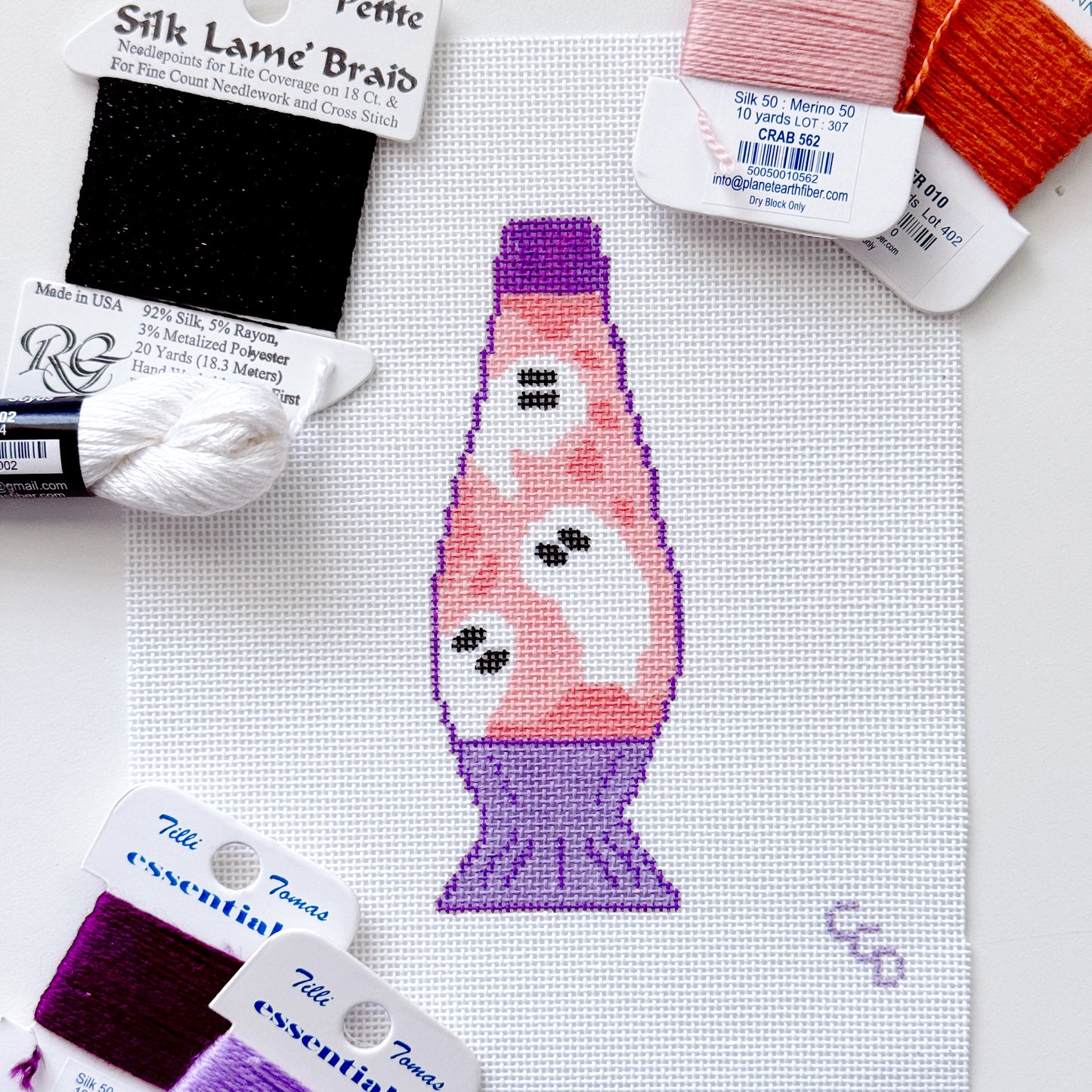 Halloween Needlepoint Canvas 18 Mesh 5” Design, Ghost Lava Lamp Needlepoint Canvas