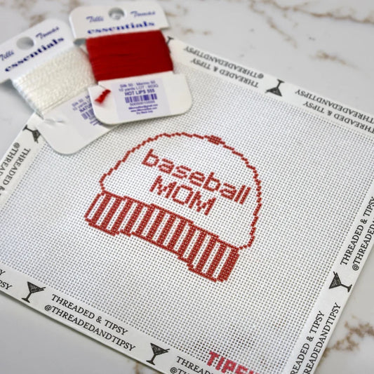 Baseball Mom Needlepoint Canvas, Baseball Needlepoint Canvas, 18 Mesh, 3.2 x 2.7 Design
