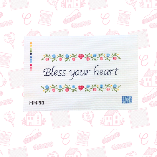 Bless Your Heart Sign Needlepoint Canvas, 13 Mesh, 9x4.5" Design Size