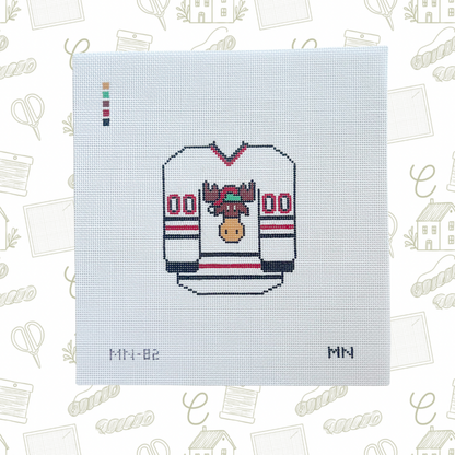 Christmas Vacation Jersey (Front) Needlepoint Canvas, 18 Mesh, 3.3”x3.7” Design Size