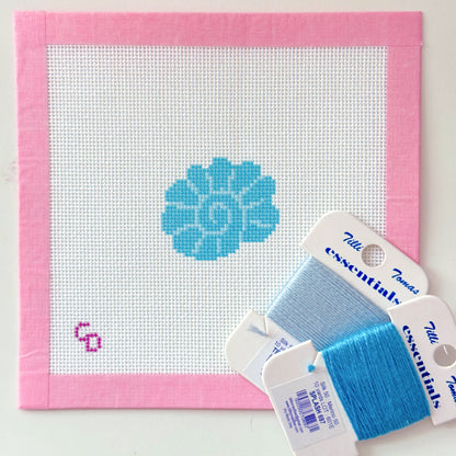 Mini Blue Seashell Needlepoint Canvas, Beginner Needlepoint Canvas, Mini Needlepoint Canvas, 18 Mesh, 2x2 Design