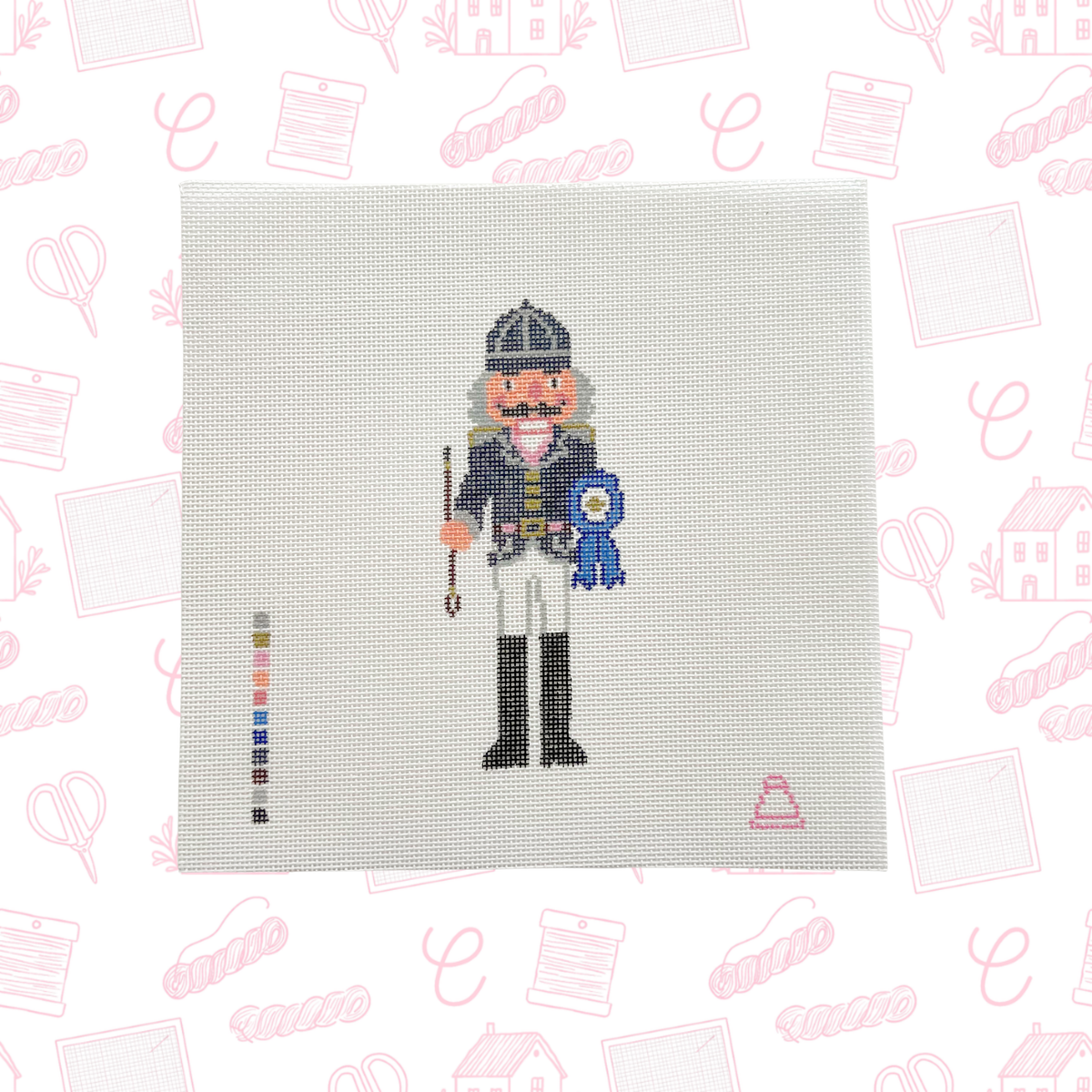 Equestrian Nutcracker Needlepoint Canvas, 18 Mesh, 2"x5.5" Design Size