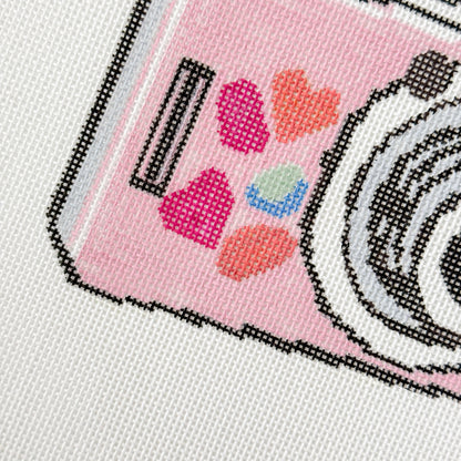 Wholesale Exclusive Pink Digital Camera 18 Mesh Hand Painted Needlepoint Canvas 4”x5”