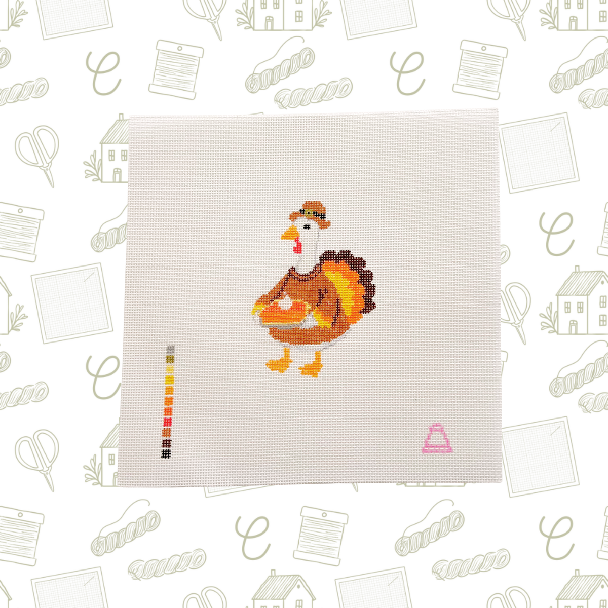Turkey Goose Needlepoint Canvas, 18 Mesh, 2.5"4" Design Size