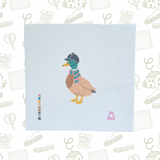 Preppy Mallard Needlepoint Canvas, 18 Mesh, Approx. 4” Design Size