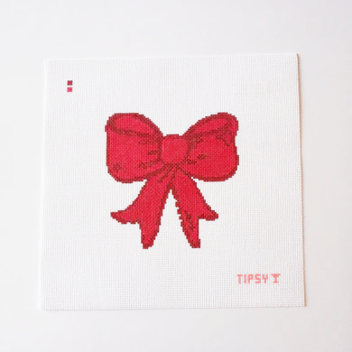 Red Bow Needlepoint Canvas, 18 Mesh, 4.2" x 4.3"