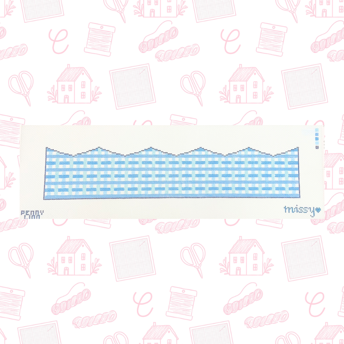 Blue Plaid Birthday Crown Needlepoint Canvas, 13 Mesh, 3.6" x 17.3" Design Size