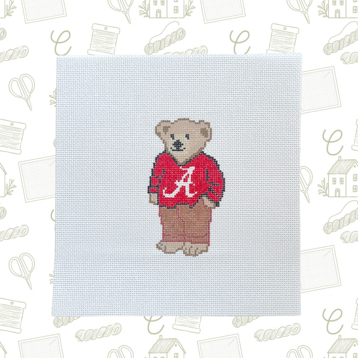 Roll Tide Alabama College Bear, 18 Mesh, 4.5x2.5 Design Size