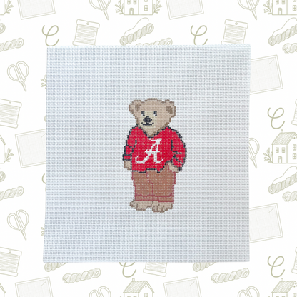 Roll Tide Alabama College Bear, 18 Mesh, 4.5x2.5 Design Size