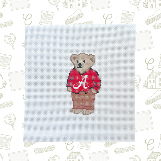 Roll Tide Alabama College Bear, 18 Mesh, 4.5x2.5 Design Size