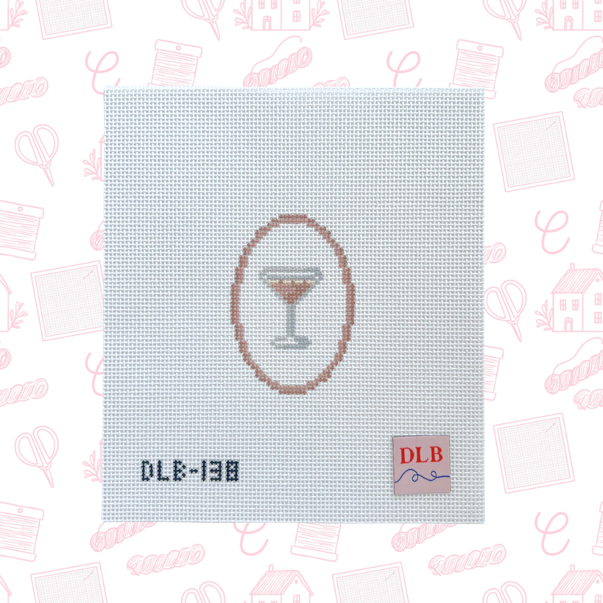 Mini Espresso Martini Needlepoint Canvas, 14 Mesh, 2.25 in x 3.25 in Design Size